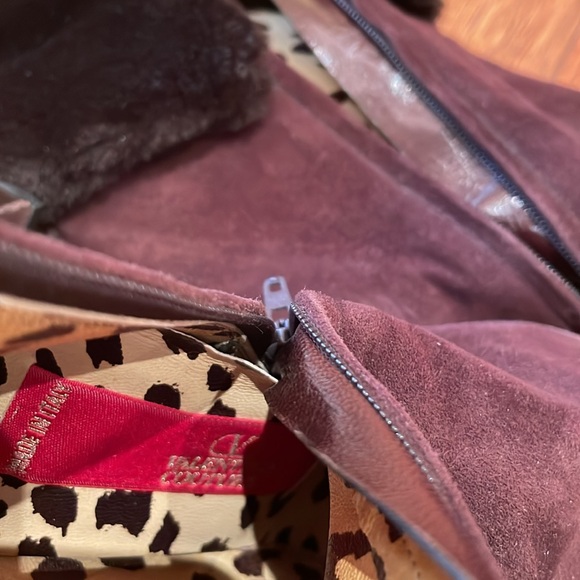 Valentino Couture Brown Suede Faux-Fur Trimmed Boots, Size 38.5 - Picture 8 of 15